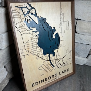 Customizable Large Edinboro Lake Depth Map