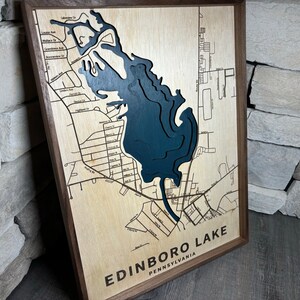 Customizable Medium Edinboro Lake Depth Map