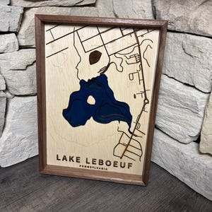 Customizable Gift Size LeBoeuf Lake Depth Map