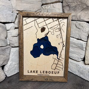 Customizable Large LeBoeuf Lake Depth Map