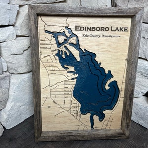 Customizable Gift Size Edinboro Lake Depth Map