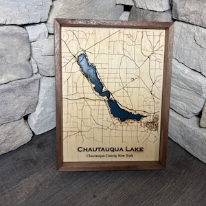 Customizable Gift Size Chautauqua Lake Depth Map