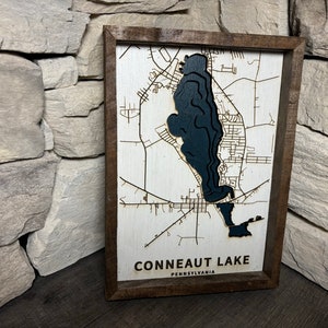 Customizable Gift Size Conneaut Lake Depth Map