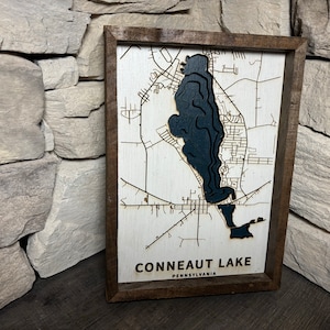 Customizable Medium Conneaut Lake Depth Map