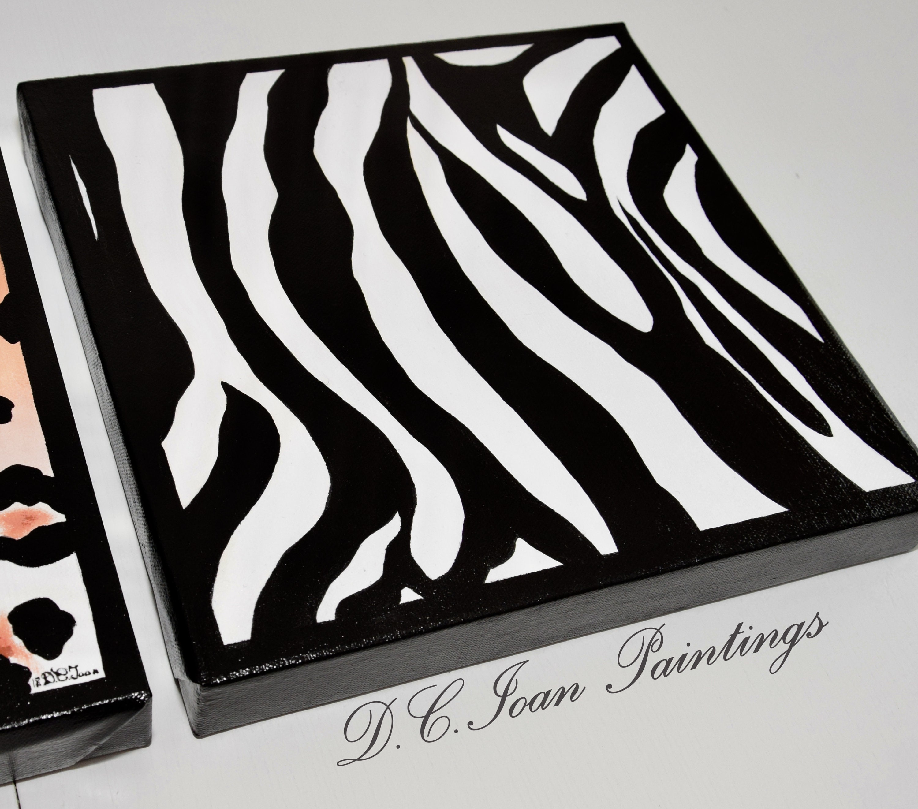 Animal Print Painting Set 3x30x30x4cmoriginal Wall Art Square Wall