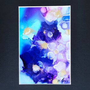 Passepartout NeroViolaImmagine A18x24cm/I9,7 x 14,7 cm Originale Decorazione con Inchiostro Alcolico Design Arte Murale per Interni per Soggiorno Sala da Pranzo Studio