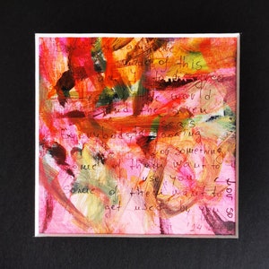 LA Serie 1 Passepartout Nero Arancione Rosa Verde Immagine astratta in acrilico A20x20 cm/I9,5 x 9,5 cm Decorazione da parete originale Quadrato