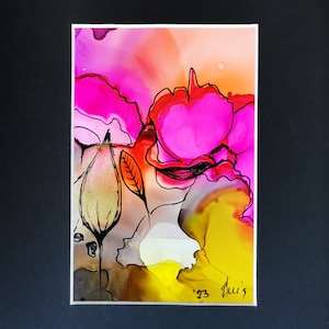 Passepartout BlackPinkImage A18x24cm/I9,7 x 14,7 cm Decorazione originale con inchiostro alcolico, decorazione da parete per interni, soggiorno, sala da pranzo, studio