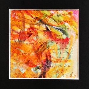 Serie LA 2 Passepartout Nero Arancione Rosa Verde Quadro Astratto Acrilico A20x20cm/I9,5 x 9,5 cm Decorazione Murale Originale Arte Murale Quadrata