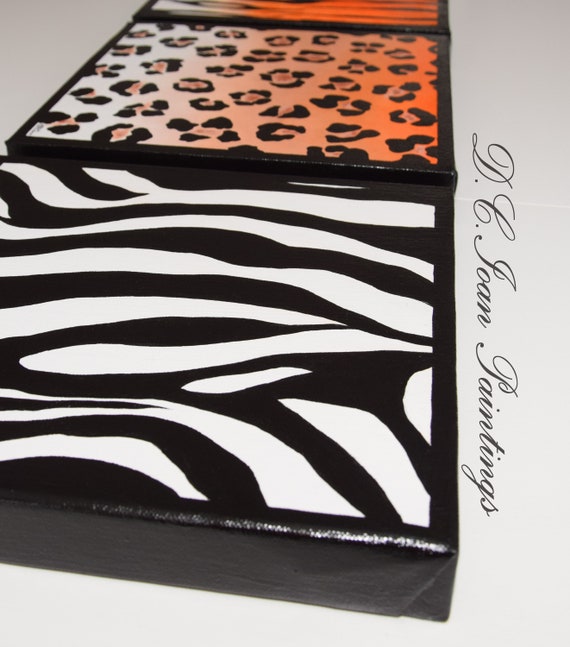 Animal Print Painting Set 3x30x30x4cmoriginal Wall Art Square Etsy UK