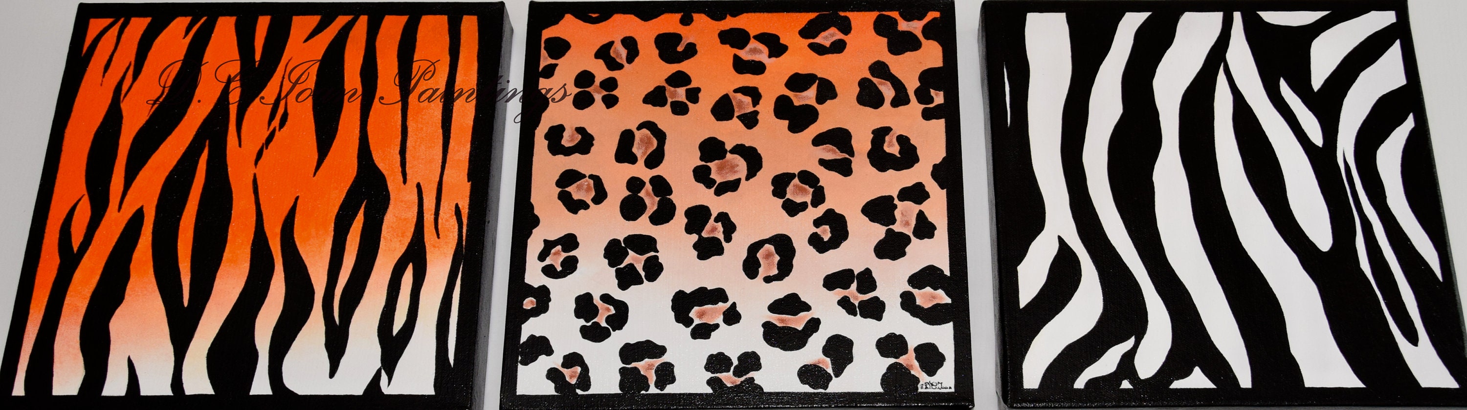 Animal Print Painting Set 3x30x30x4cmoriginal Wall Art Square Wall