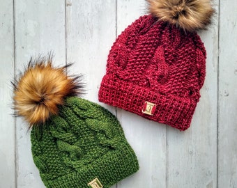 Tati Toque Knit Hat Pattern | Bulky & Worsted Yarn, Adult Size (PDF Download)