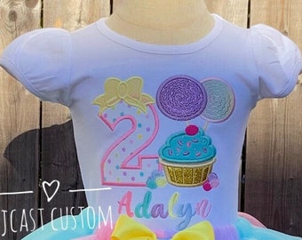 Cupcake Lollipop Birthday Shirt: Sweet Two Candy Party