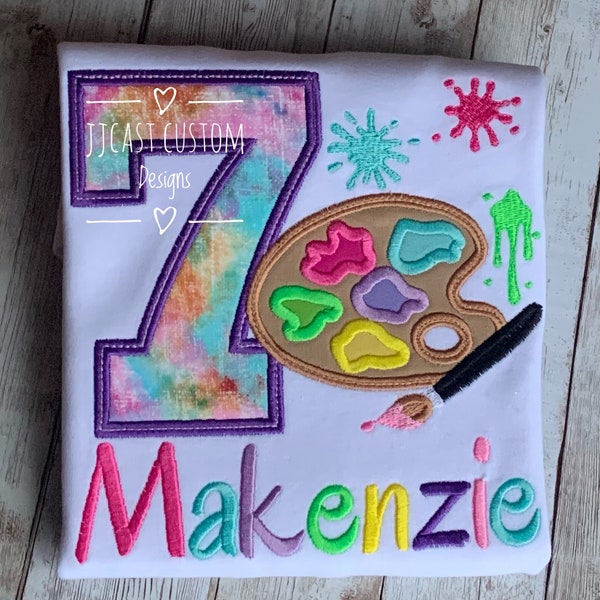 Embroidered Paint Palette Birthday Shirt: Custom Girls Party