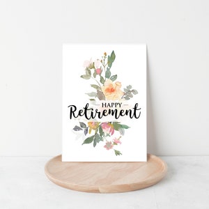 Cartão de aposentadoria feliz, cartão de aposentadoria para impressão em aquarela e floral em 5x7 disponível para download instantâneo