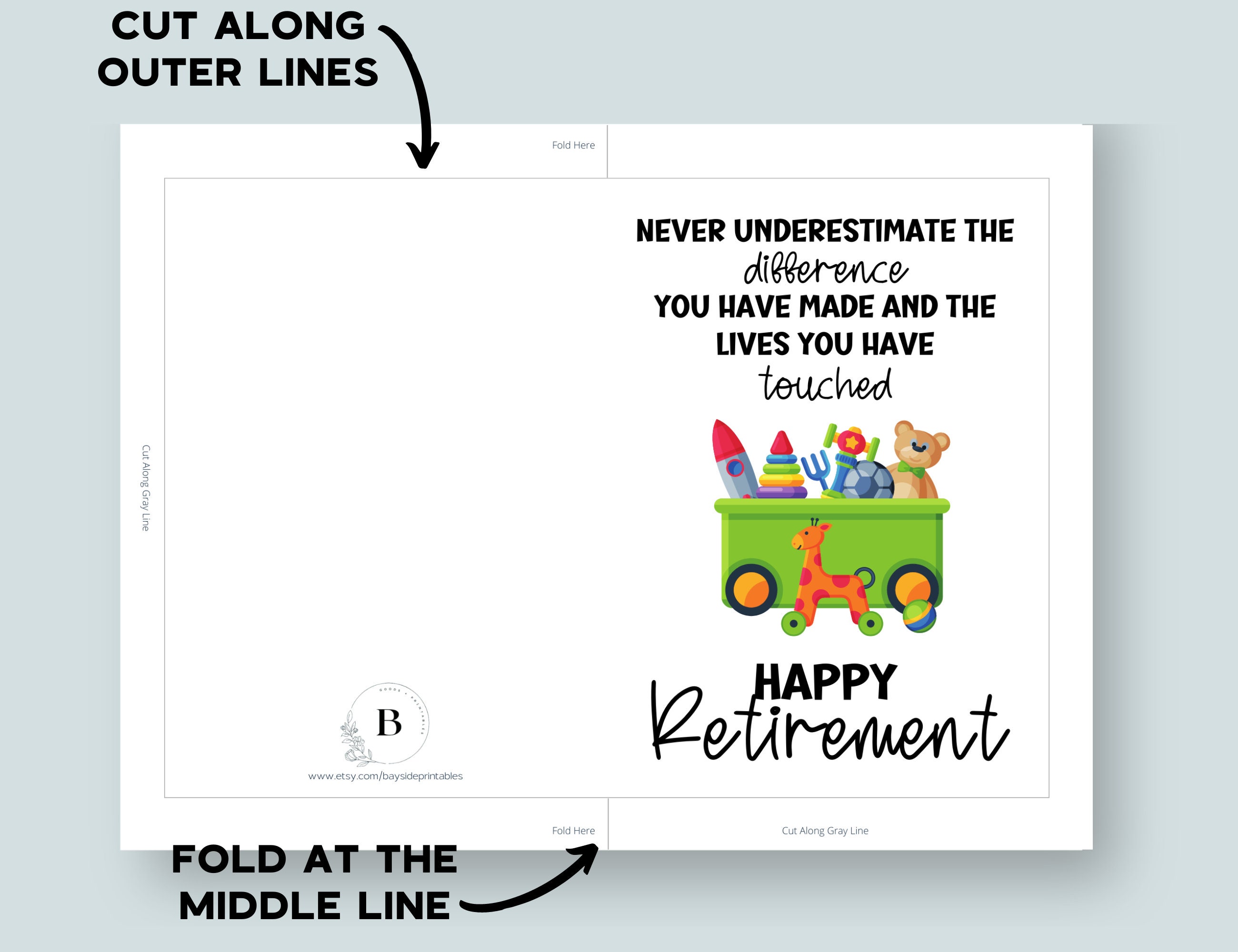 Happy Retirement Card, Printable Retirement Card for Childcare Provider ...