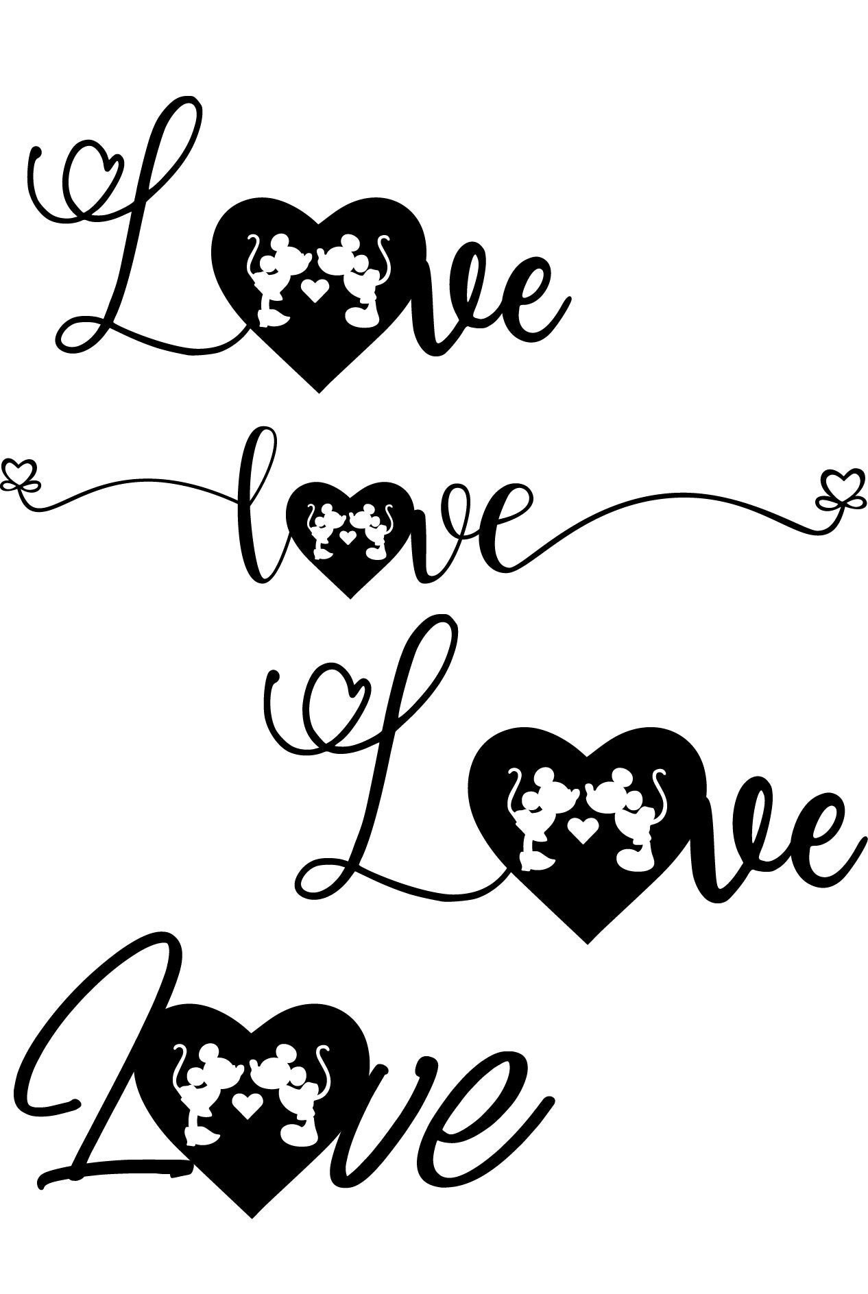 Download Minnie and Mickey Disney love wording Bundle 4 svg eps | Etsy