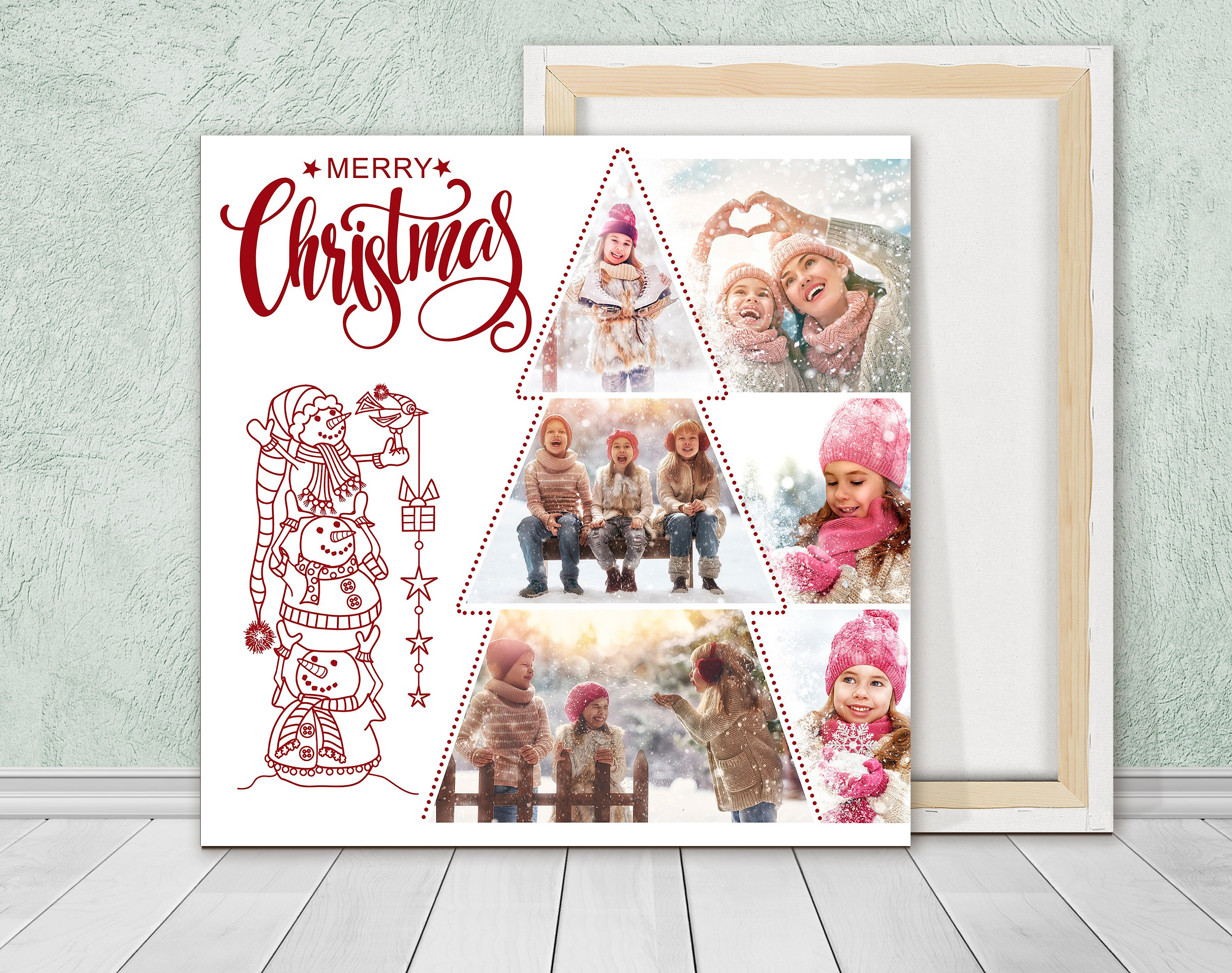 Custom collage template Christmas tree. Holiday family photo Etsy