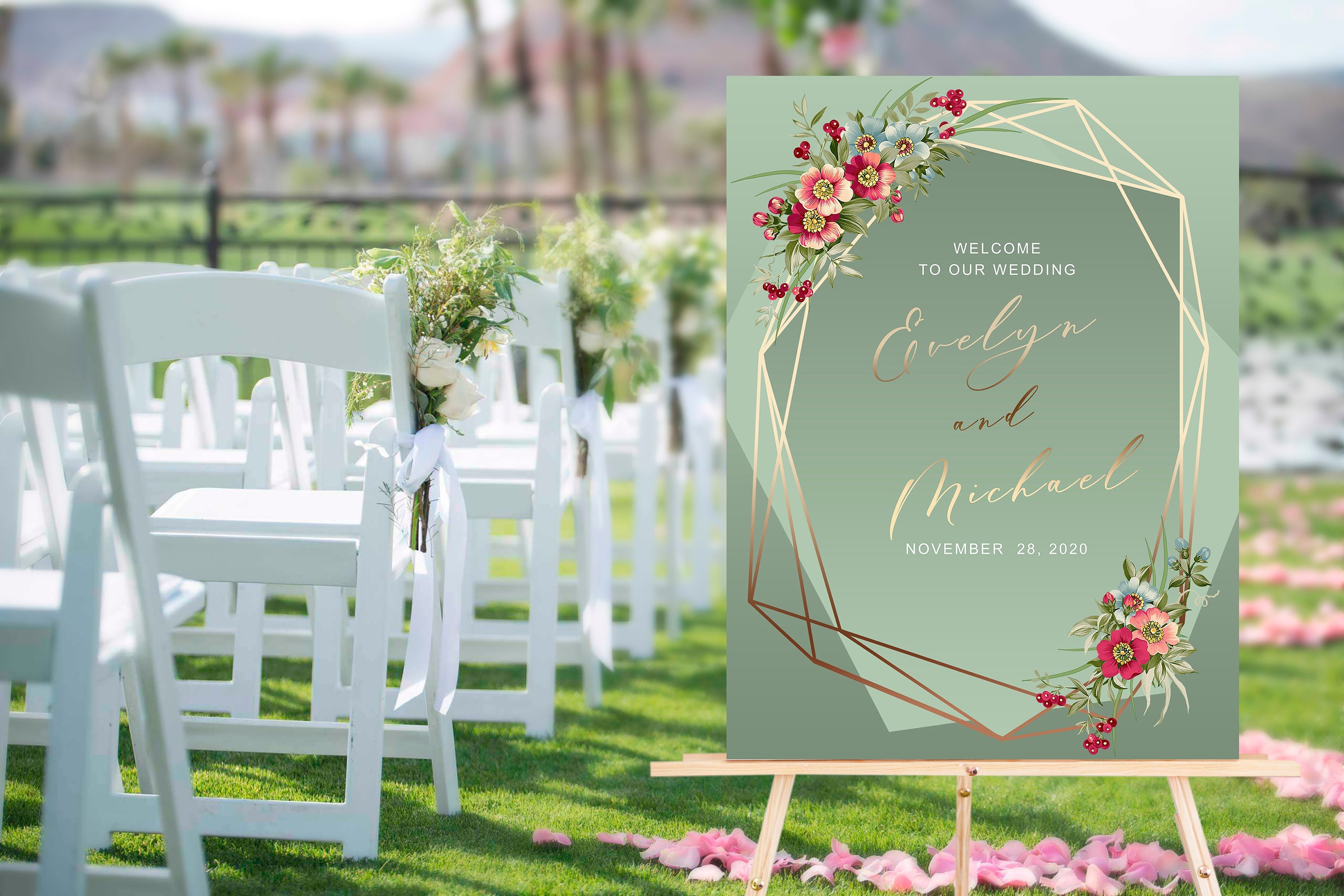 Mint green invitation template. Wildflowers wedding Etsy