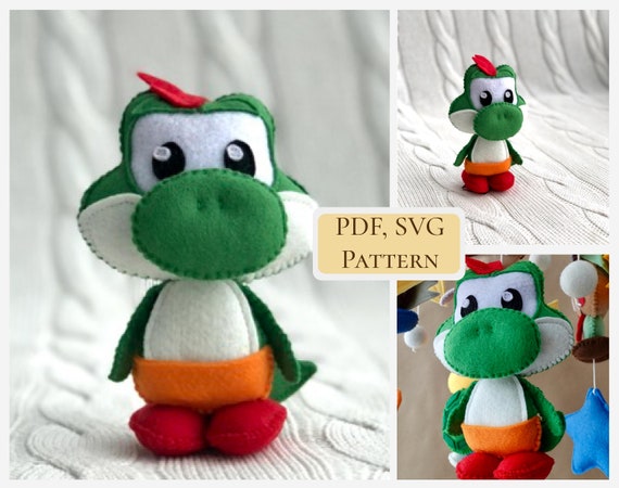 PDF Yoshi Felt Pattern Mario Nursery Decor DIY Paper Mario Soft Doll Dinosaur Toy Pattern Hand Sewing Pattern SVG Included Etsy