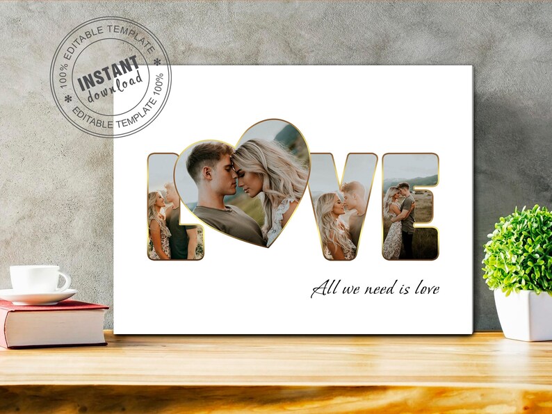 Love Photo Collage Heart Photo Collage Personalized Collage Etsy