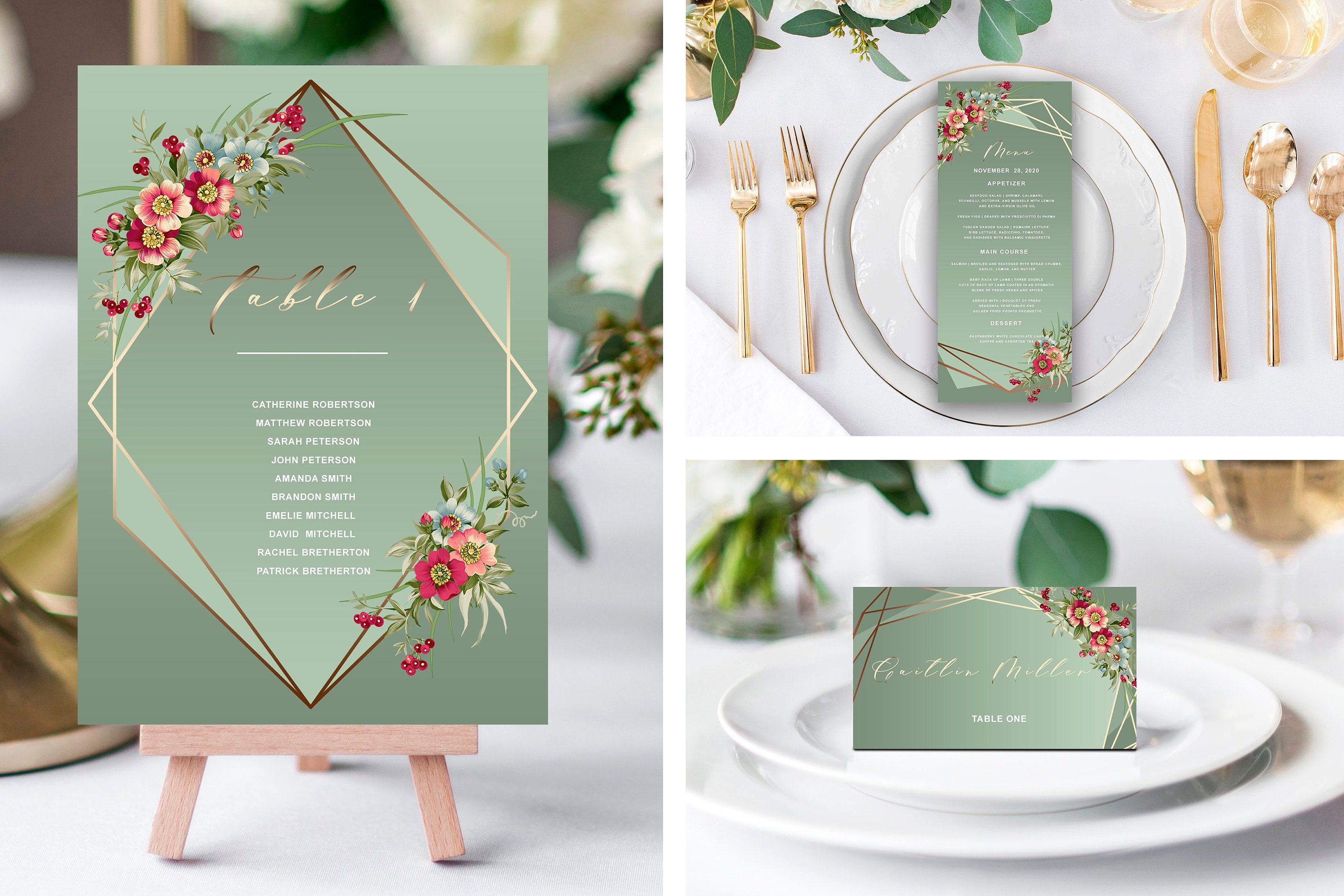 Mint green invitation template. Wildflowers wedding | Etsy