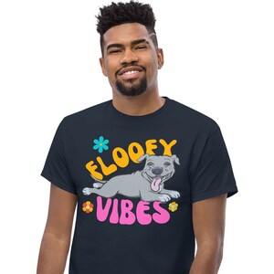 Smiling Pitbull Cartoon Logo Retro Hippie 60s VIBES Men's Women's Tops