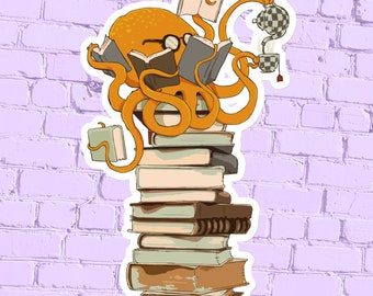 Reading Octopus, tea, coffee and books gift T-Shirt Bubble-free stickers