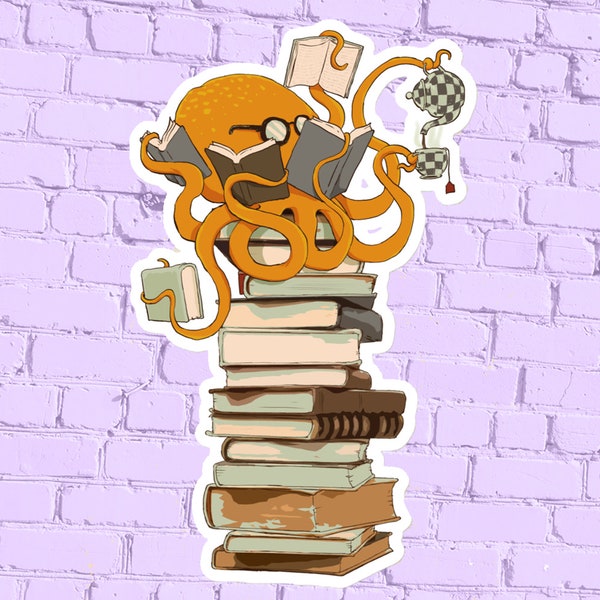 Reading Octopus, tea, coffee and books gift T-Shirt Bubble-free stickers