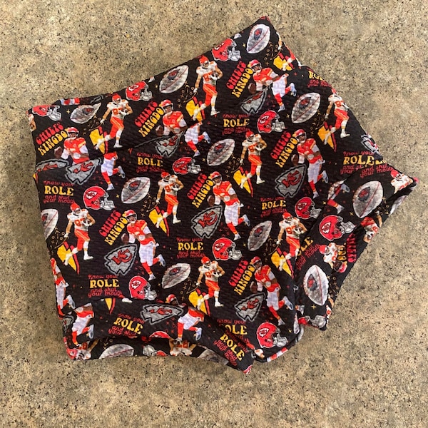 Bummies in Kansas City Chiefs NFL Football Black background 15 87 Made To Order toddler bloomers