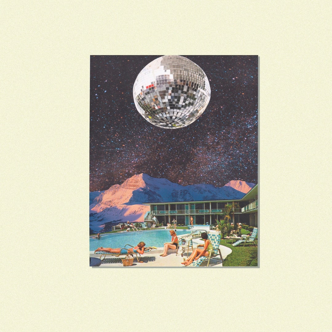 Poolside Disco Art Print | Hand-cut Surreal Retro Collage Art - Etsy
