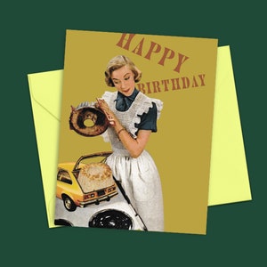 Greeting Card | Hand-cut Surreal Collage Art | A2 with Yellow Envelope | #071 Happy Birthday