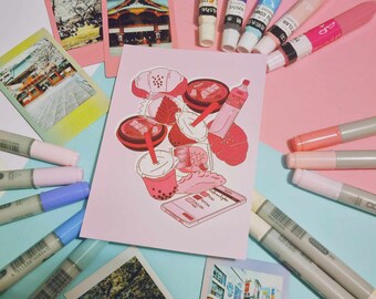 A6 Art Print - Japanese Cafe Snacks