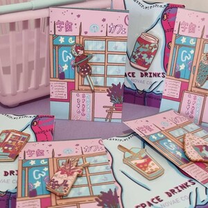 CLEARANCE Space Cafe Enamel Pins - Rose Gold Hard Enamel Pins