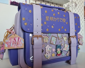 Purple Starlit Sakura: PU Leather Ita Bag