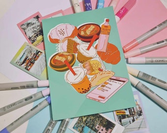 A5 Art Print - Japanese Cafe Snacks