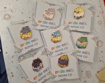 CLEARANCE Pride Milk Hard Enamel Pin – Rose Gold, LGBTQ+ Flags