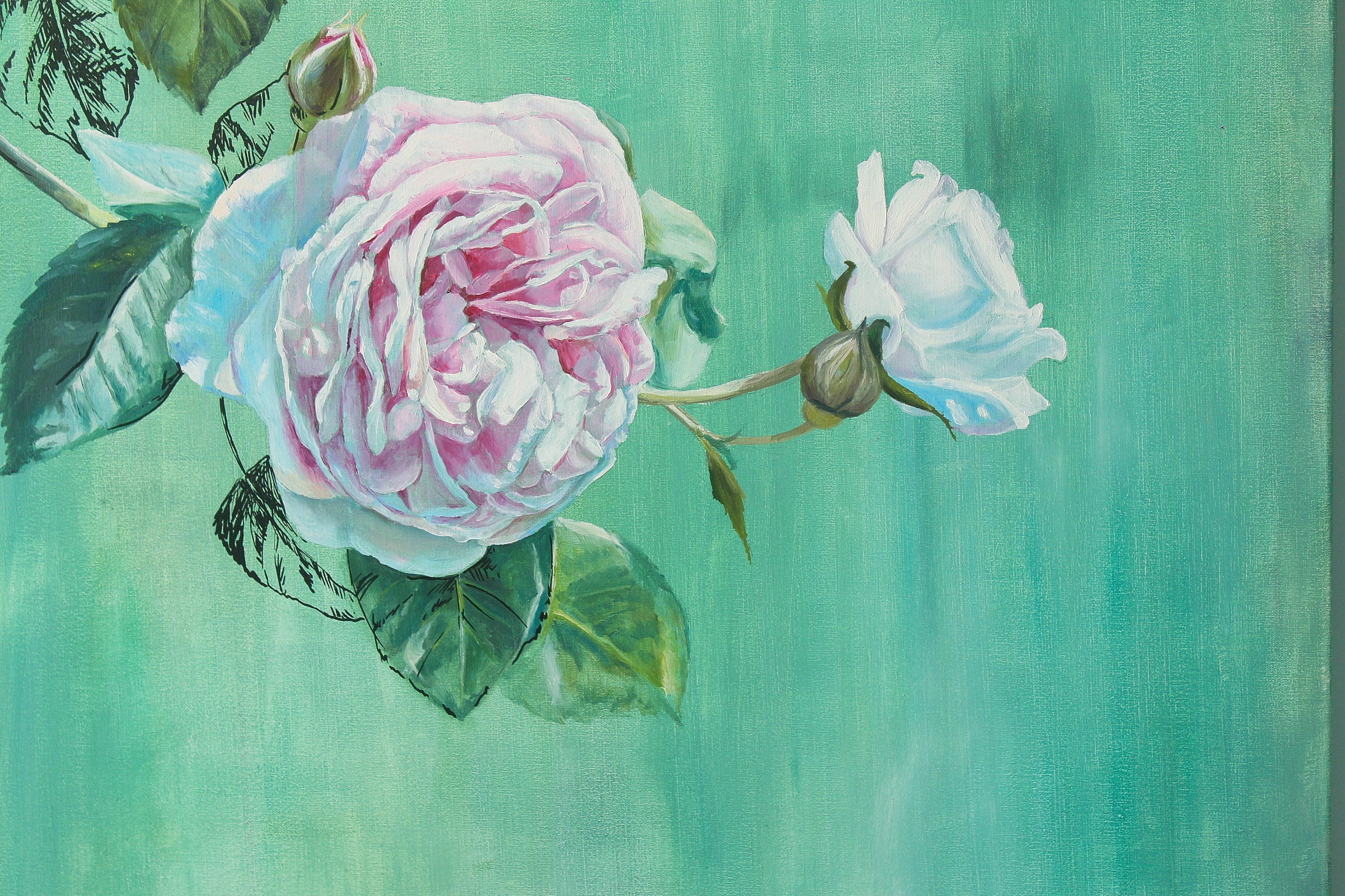 Extra large canvas art. Pink roses painting original oil | Etsy