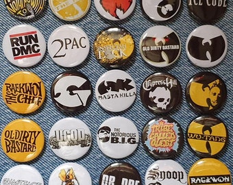 6 x Wu Tang Clan 32mm BUTTON PIN BADGES Hip Hop Rap Enter Wu Tang 36 Chambers