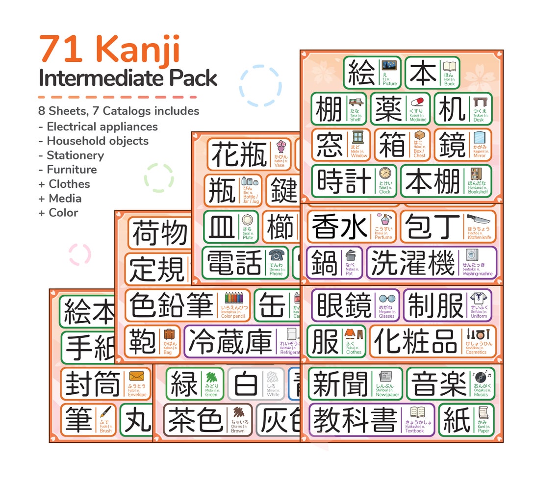 8 Sheets Kanji Memorization Sticker Value Pack - Etsy