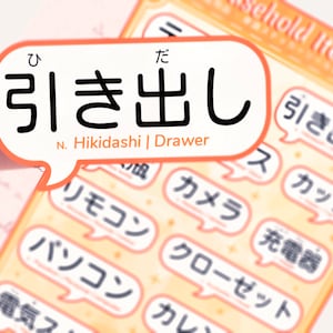 Japanse woordenschat Stickers Blad 1 "Huishoudelijke objecten"