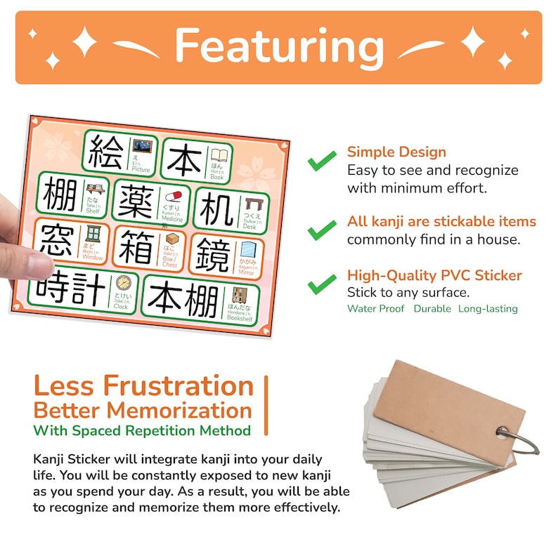 4 Sheets, Kanji Memorization Sticker Value Pack - Etsy