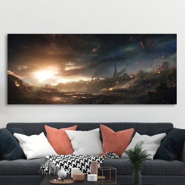 Avengers Endgame, Captain America vs Thanos Army, Canvas Wrap or Poster Print, Avengers, Marvel, Superhero, Kids Decor, Man Cave Gift