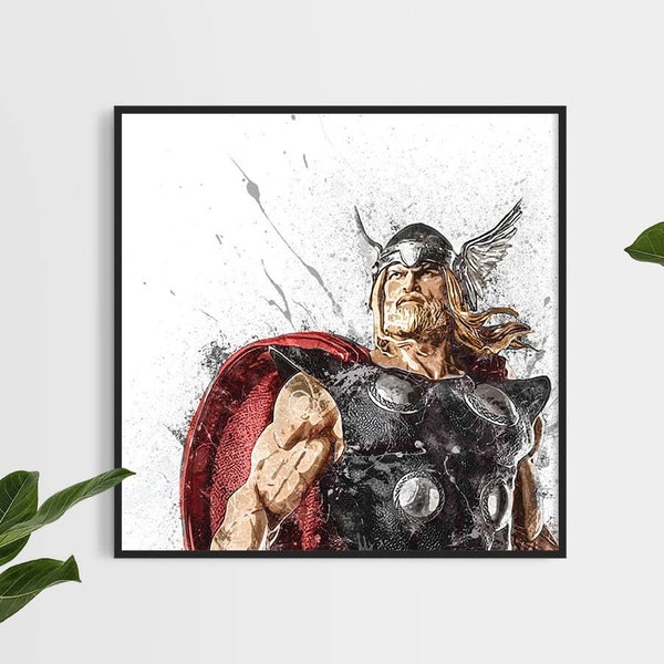 Thor Poster - Canvas Print, Art Print, Poster, Kids Decor, Man Cave Gift, Wall Decor, Wrap, Ironman Poster, Superhero, Avengers, Marvel
