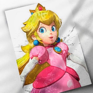 Princess Peach Poster - Canvas Print, Framed Print, Kids Decor, Man Cave Gift, Wall Decor, Nintendo, Video Game, Kids Room, Super Mario