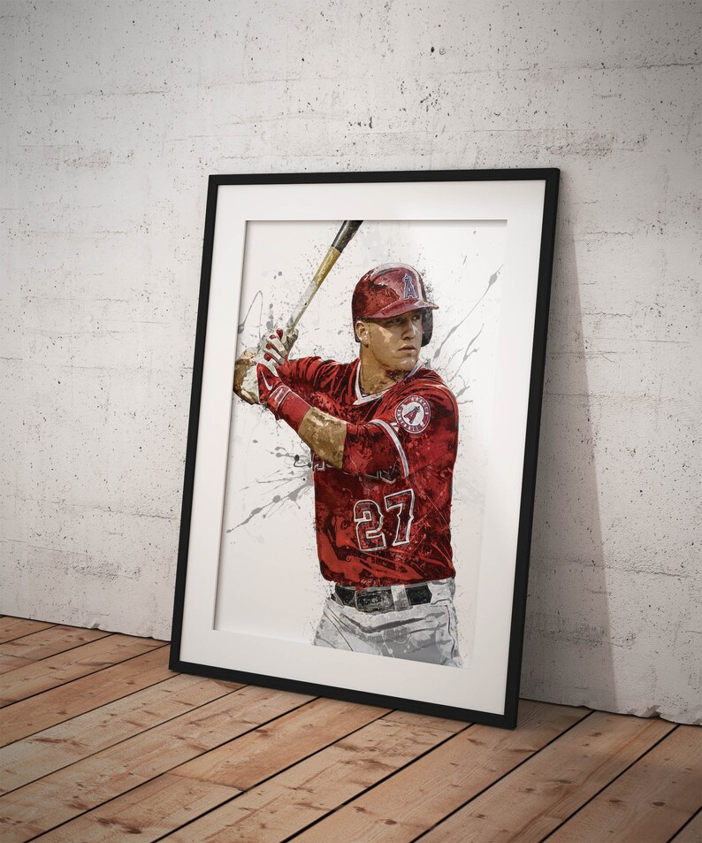 Mike Trout Poster Los Angeles Angels Poster Canvas Print Etsy