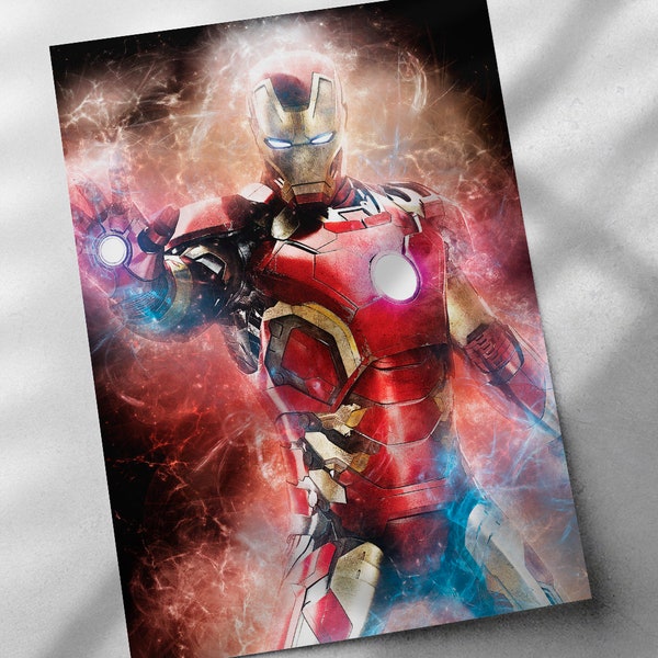 Iron Man Poster - Canvas Print, Art Print, Poster, Kids Decor, Man Cave Gift, Wall Decor, Wrap, Ironman Poster, Superhero, Avengers, Marvel
