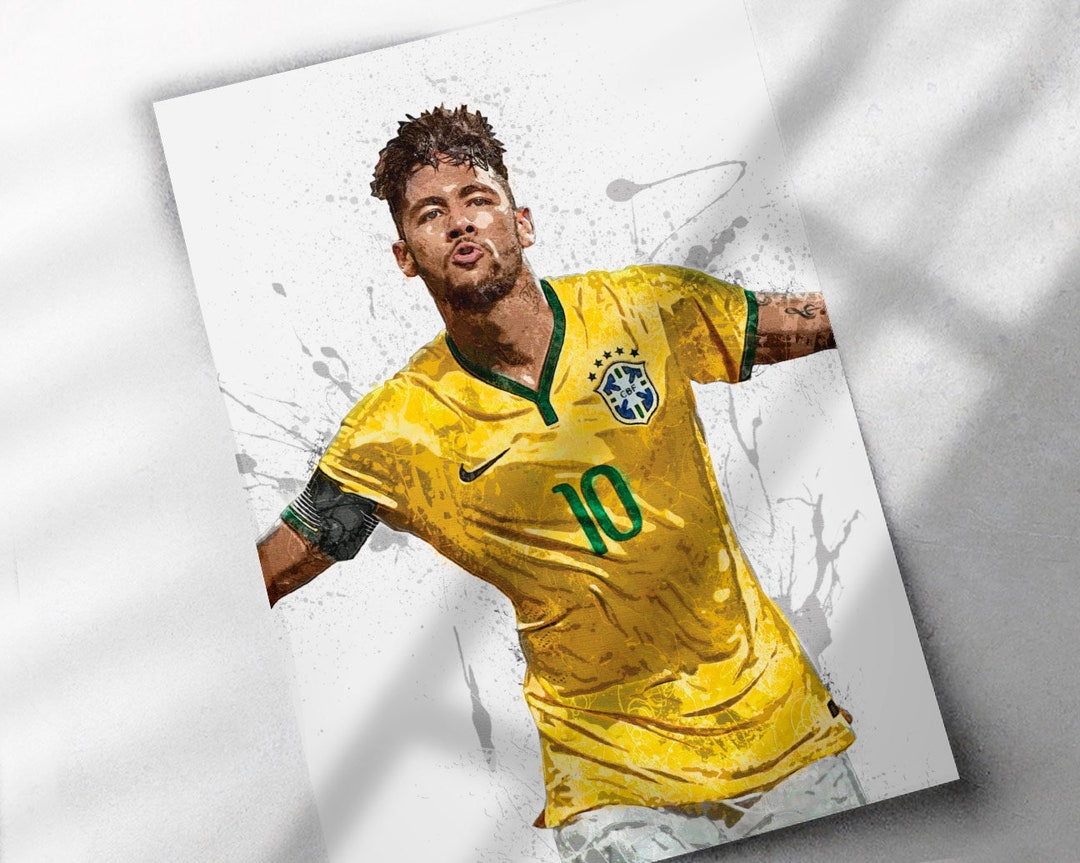 Optional Soccer Stars Neymar Jr Brasil Soccer Poster Canvas 