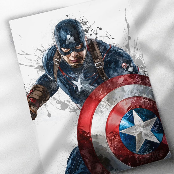 Captain America Poster - Canvas Print, Framed Print Poster, Kids Decor, Man Cave Gift, Wall Decor, Wrap, Poster, Superhero, Avengers, Marvel