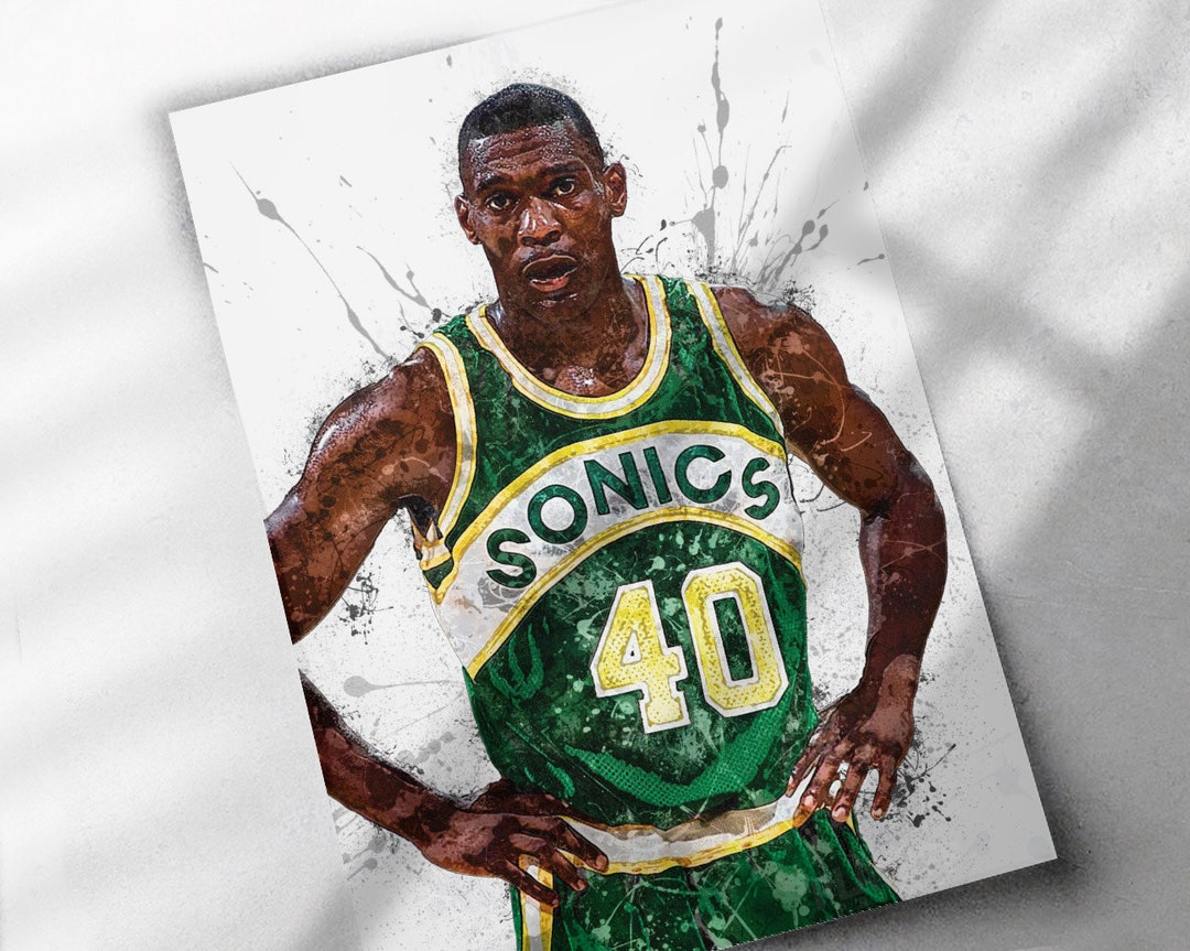 Shawn Kemp Poster Seattle Supersonices Canvas Print Etsy